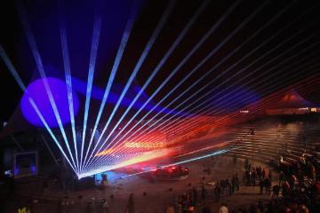 ExtraSchicht - Die Nacht der Industriekultur: Feuer und Lasershow im Amphitheater im Nordsternpark in Gelsenkirchen