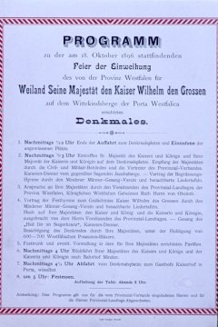 Festprogramm zur Einweihung des Kaiser-Wilhelm-Denkmals an der Porta Westfalica am 18.Oktober 1896.