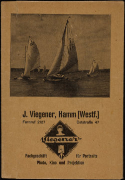 Geschäftswerbung des Hammer Fotoateliers und Fotofachgeschäftes Josef Viegener, eröffnet 1925 an der Oststraße 47. Undatiert, um 1925?