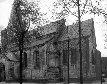 St. Brigida-Kirche in Legden, Seitenansicht der Hallenkirche mit dem 1905 abgetragenen Turm.
