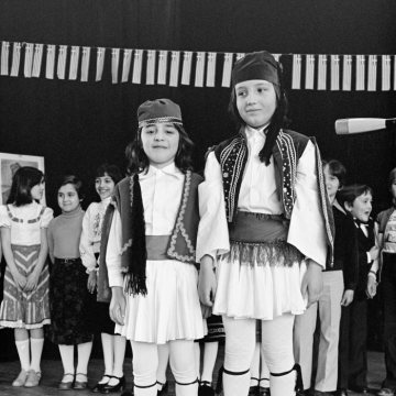 Volkstanzabend der griechischen Gemeinde Castrop-Rauxel-Ickern im Begegnungszentrum "Agora" (ehemals Zeche Ickern 1/2). März 1979.