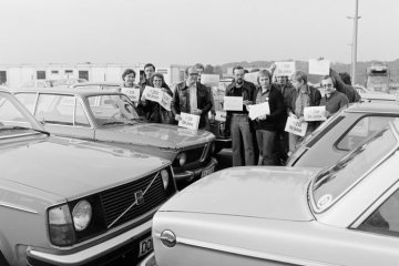 "250 Mark mehr für jeden!": Streikende Belegschaft des Autobauers VOLVO in Castrop-Rauxel, Oktober 1978.