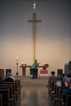 Ev. Kirchentag 2019 in Dortmund: Nachtgebet mit Martje Salje, Türmerin der St. Lambertus-Kirche in Münster, am Vorabend des Abschlusstages.