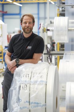 Christopher Stork-Bohmann, März 2019 - Mitarbeiter der B & B Verpackungstechnik GmbH, Produzent von Beutel- und Endverpackungsmaschinen in Hopsten, gegründet 1977.