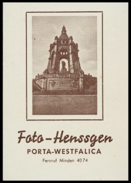 Auftragstütchen des Fotogeschäftes Helmut Henssgen ("Foto-Henssgen") am Kaiser-Wilhelm-Denkmal in Porta Westfalica.