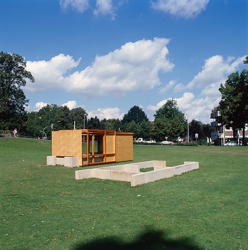 "Grundriß Pavillon", Installation von Stephen Craig (Nordirland) an der Promenade Höhe Ägidiistraße - skulptur projekte münster 97,
