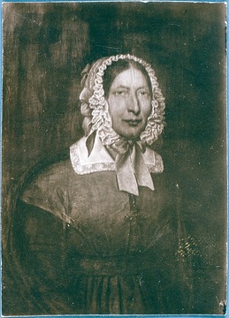 Caroline Freifrau von Droste, geb. Freiin von Wendt. Geboren 1802, gestorben 1881. Nach einem zeitgenössischen Gemälde. Papierfotografie.