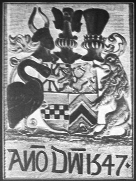 Wappen des Hauses Cleve-Mark am damaligen Hotel Vosswinkel, ca. 1913.