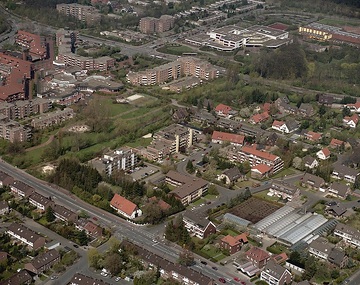 Münster, Kinderhaus: Kristiansandstraße; oberer Bildrand: Geschwister-Scholl-Gymnasium