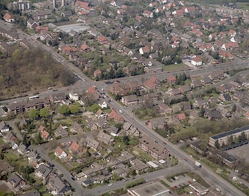 Münster, Kinderhaus: Grevener Straße Kreuzung Bröderichweg; unterer rechter Bildrand: Martin-Luther-King Schule (LWL-Förderschule)
