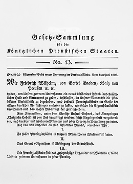 "Allgemeines Gesetz wegen Anordnung der Provinzialstände", Friedrich Wilhelm III, 5. Juni 1823