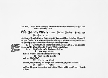 "Allgemeines Gesetz wegen Anordnung der Provinzialstände", Friedrich Wilhelm III, 5. Juni 1823