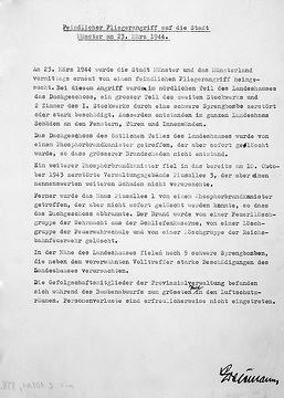 Verwaltungsbericht über den Fliegerangriff am 23.3.1944 in Münster