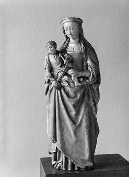 Madonnen-Ausstellung: Madonna mit Kind, Holzplastik, Anfang 16. Jahrhundert