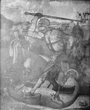 Altargemälde 'Kampf des Hl. Georg mit dem Drachen' in der Kirche am Markt (Neustadt)