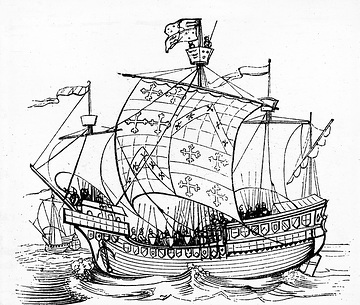 Die Hanse, Zeichnung: Ein skandinavisches Schiff aus dem 12. Jahrhundert