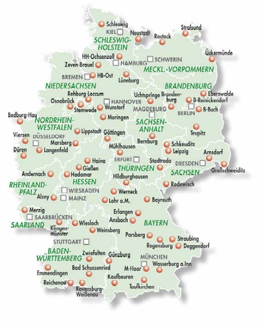Übersichtskarte der Standorte von forensischen Kliniken im Bundesgebiet Übersichtskarte der Standorte von forensischen Kliniken im Bundesgebiet