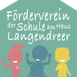 Logo Förderverein, 2 Kinder-Silhouetten in rot, blau und gelb darüber Schriftzug: Förderverein der Schule am Haus Langendreer