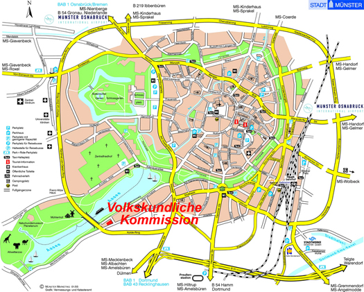 Das Bild zeigt einen Stadtplan von Münster Das Bild zeigt einen Stadtplan von Münster