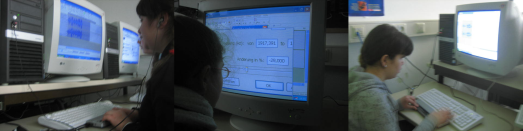 Drei Sch�lerinnen bei der Arbeit mit Audacity