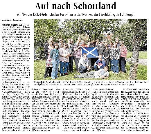 Pressebericht über Schüleraustausch Schottland Pressebericht über Schüleraustausch Schottland