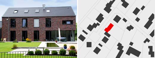 Gartenansicht und Lageplan