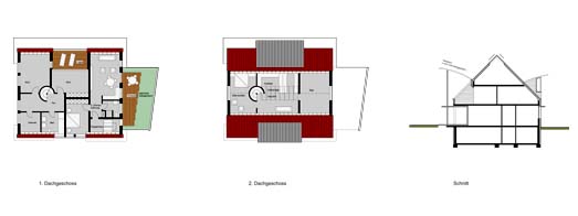 Obergeschoss- und Dachgeschossgrundriss