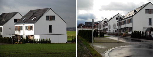 Doppelhuser am Siedlungsrand und Ost- und Nordseite der Reihenhuser 