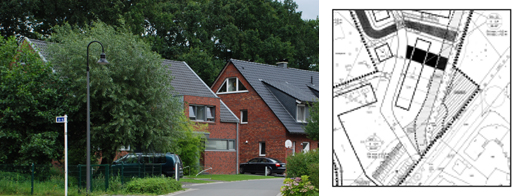 Doppelhaus im Straenraum und Lageplan