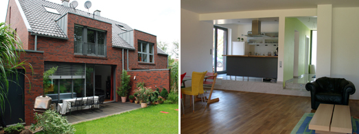 Gartenfassade; Wohnraum mit Blick zur Kche