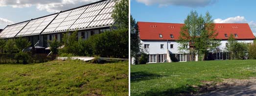 Ansichten der Gebude mit den Grten