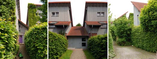 Zugnge zu den Haustren und Pkw-Stellplatz mit heimischen Hecken