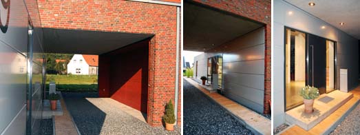 berdachter Stellplatz; Eingangssituation mit dem berdachten Stellplatz  Bruening+Hart Architekten GbR