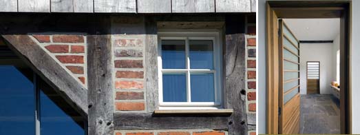 Fassadendetail der Giebelseite; fr das Haupthaus entwickelte Innentr  Andreas Heupel, Architekt
