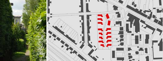 Fuweg entlang der Siedlung