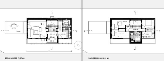 Erd- und Dachgeschossgrundriss