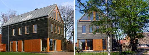 Trauf- und Giebelfassade mit Garten