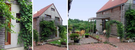 Bildercollage von Fassadenausschnitt des Westgiebels