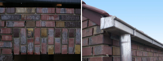 Sturzdetail im Mauerwerk und Ortgangdetail