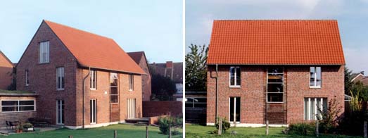 Nrdliche Giebelfassade und westliche Traufseite mit Terrassen- und Gartenbereich