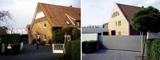 Wohnhausansicht vor und nach dem Umbau