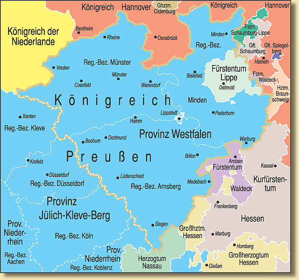 Politische Gliederung Westfalens 1815/17