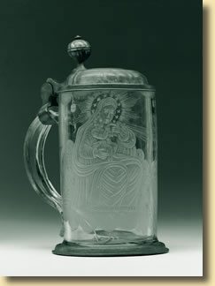 Humpen mit dem Heiligen Bernhard von Clairvaux vor der Muttergottes, 18. Jahrhundert