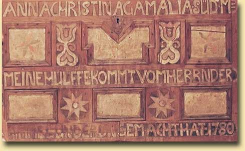 Frontstollentruhe aus Minden-Ravensberg, 1780, Eiche, teils farbig gefasst
