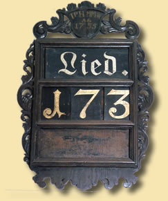 Anschlagtafel fr Kirchenliednummern aus der reformierten Gemeinde in Schwelm, 1755