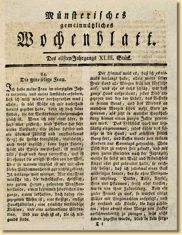 Nachruf eines Witwers auf seine verstorbene Frau, 1795
