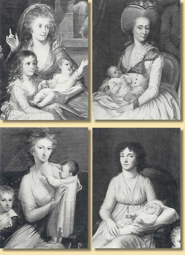 Vier Mtter aus westflischem Adel, um 1800