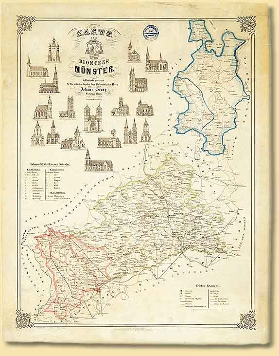 Karte der Dizese Mnster, um 1860/70
