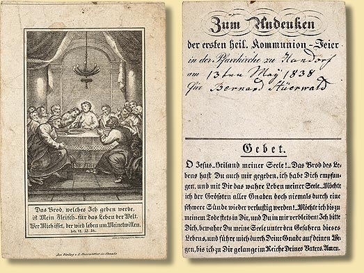 Andenken an die erste Kommunionfeier, 1838