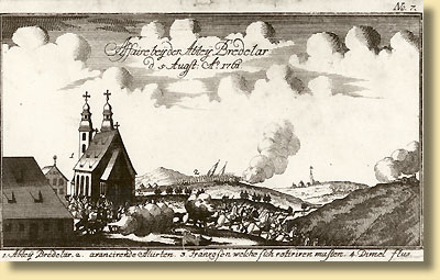 Fantasieansicht der Kmpfe um die Abtei Bredelar, 1761